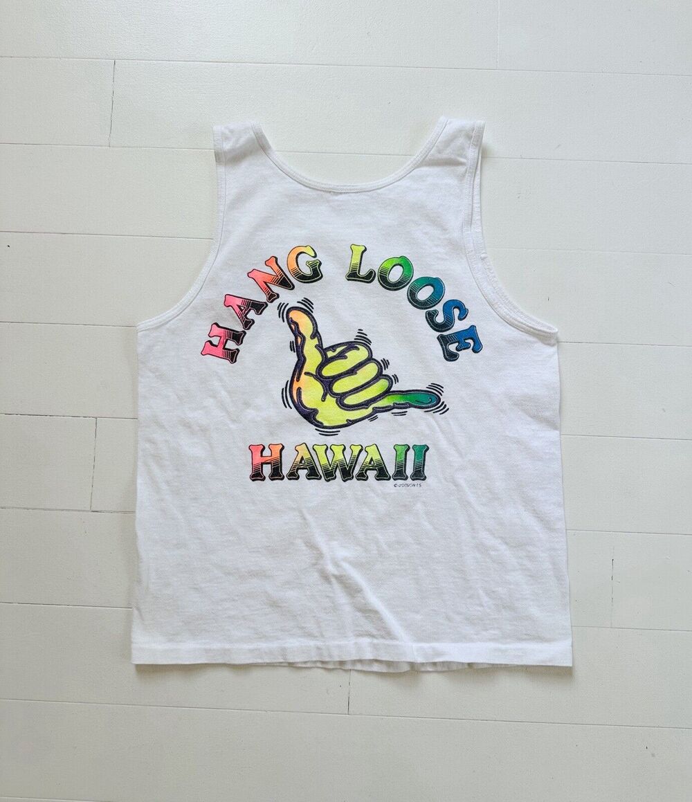 Vintage 90s Single Stitch Hawaii Hang Loose Tank Top T-Shirt